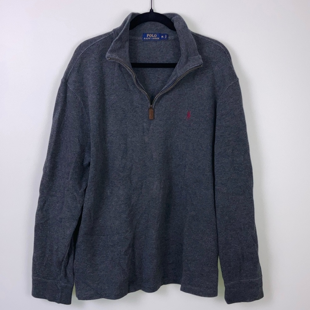 Polo Ralph Lauren Quarter Zip Sweater Men’s Size XL Dark Heather Gray Cotton